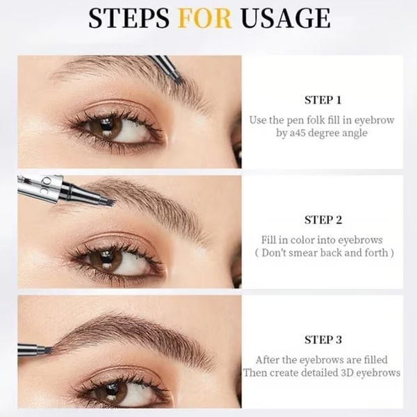 🔥✨3D Waterproof Microblading Eyebrow Pen 4 Fork Tip Tattoo Pencil