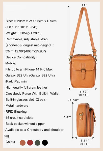 Vintage Double Layer Large Capacity Messenger Bag