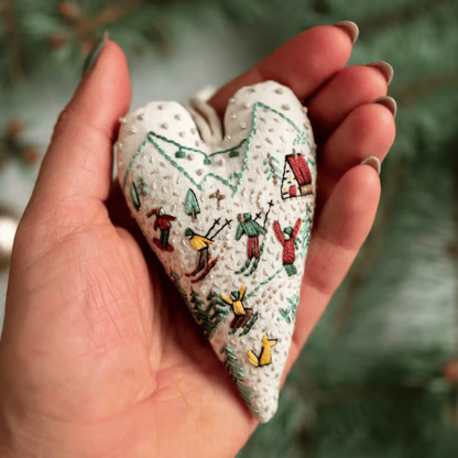 💖DIY Heart Shaped Hand Embroidered Christmas Ornament/Ornament Kit