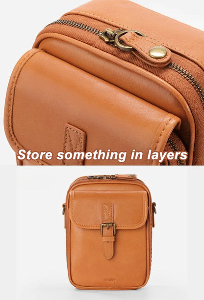 Vintage Double Layer Large Capacity Messenger Bag