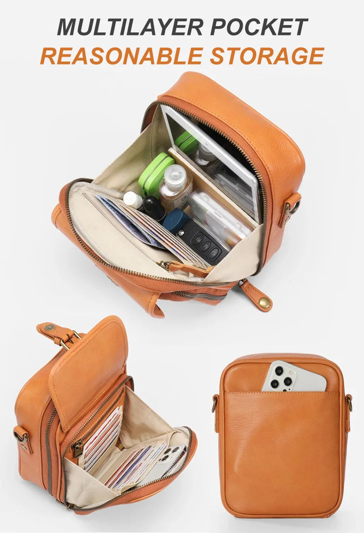 Vintage Double Layer Large Capacity Messenger Bag